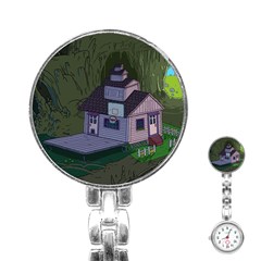 Purple House Cartoon Character Adventure Time Architecture Stainless Steel Nurses Watch by Sarkoni