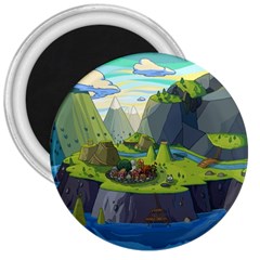 Cartoon Network Mountains Landscapes Seas Illustrations Adventure Time Rivers 3  Magnets by Sarkoni