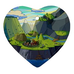 Cartoon Network Mountains Landscapes Seas Illustrations Adventure Time Rivers Ornament (Heart)