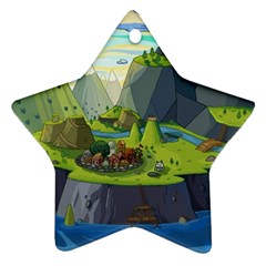 Cartoon Network Mountains Landscapes Seas Illustrations Adventure Time Rivers Ornament (Star)