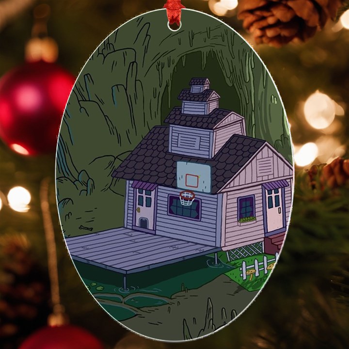 Purple House Cartoon Character Adventure Time Architecture UV Print Acrylic Ornament Oval