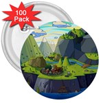 Cartoon Network Mountains Landscapes Seas Illustrations Adventure Time Rivers 3  Buttons (100 pack)  Front