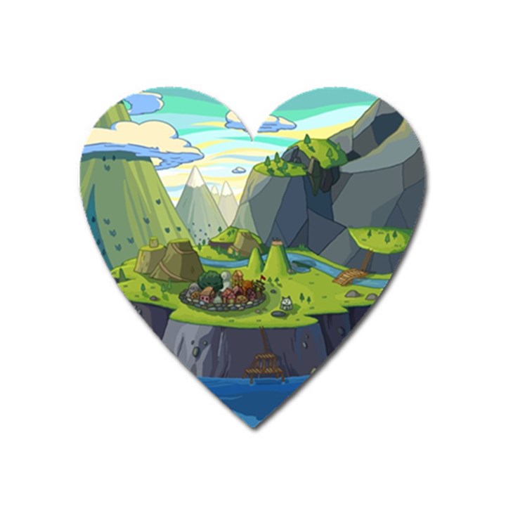 Cartoon Network Mountains Landscapes Seas Illustrations Adventure Time Rivers Heart Magnet