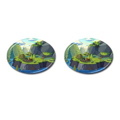 Cartoon Network Mountains Landscapes Seas Illustrations Adventure Time Rivers Cufflinks (Oval)