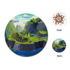 Cartoon Network Mountains Landscapes Seas Illustrations Adventure Time Rivers Playing Cards Single Design (Round)