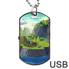 Cartoon Network Mountains Landscapes Seas Illustrations Adventure Time Rivers Dog Tag USB Flash (One Side)