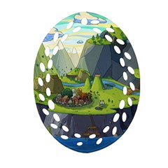 Cartoon Network Mountains Landscapes Seas Illustrations Adventure Time Rivers Oval Filigree Ornament (Two Sides)