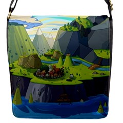 Cartoon Network Mountains Landscapes Seas Illustrations Adventure Time Rivers Flap Closure Messenger Bag (S)