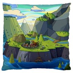 Cartoon Network Mountains Landscapes Seas Illustrations Adventure Time Rivers Large Premium Plush Fleece Cushion Case (Two Sides)