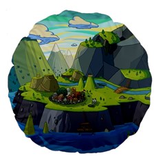 Cartoon Network Mountains Landscapes Seas Illustrations Adventure Time Rivers Large 18  Premium Flano Round Cushions