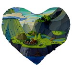 Cartoon Network Mountains Landscapes Seas Illustrations Adventure Time Rivers Large 19  Premium Flano Heart Shape Cushions Front