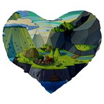 Cartoon Network Mountains Landscapes Seas Illustrations Adventure Time Rivers Large 19  Premium Flano Heart Shape Cushions Back