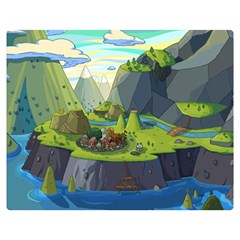 Cartoon Network Mountains Landscapes Seas Illustrations Adventure Time Rivers Two Sides Premium Plush Fleece Blanket (Medium)