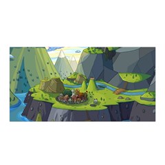 Cartoon Network Mountains Landscapes Seas Illustrations Adventure Time Rivers Satin Wrap 35  x 70 