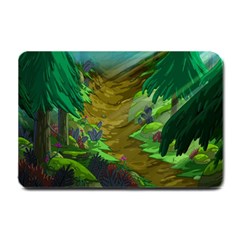 Green Pine Trees Wallpaper Adventure Time Cartoon Green Color Small Doormat by Sarkoni