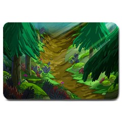 Green Pine Trees Wallpaper Adventure Time Cartoon Green Color Large Doormat by Sarkoni