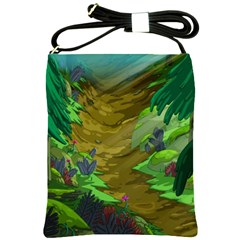 Green Pine Trees Wallpaper Adventure Time Cartoon Green Color Shoulder Sling Bag by Sarkoni