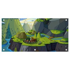 Cartoon Network Mountains Landscapes Seas Illustrations Adventure Time Rivers Banner and Sign 4  x 2 