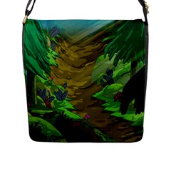 Green Pine Trees Wallpaper Adventure Time Cartoon Green Color Flap Closure Messenger Bag (l) by Sarkoni