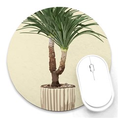 Tree Vector Art In A Flower Pot Round Mousepad by Sarkoni