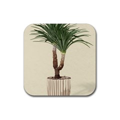 Tree Vector Art In A Flower Pot Rubber Coaster (square) by Sarkoni