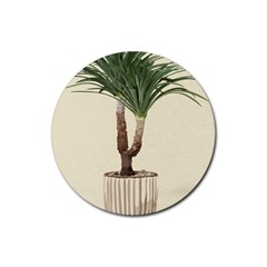 Tree Vector Art In A Flower Pot Rubber Coaster (round) by Sarkoni