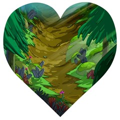 Green Pine Trees Wallpaper Adventure Time Cartoon Green Color Wooden Puzzle Heart by Sarkoni