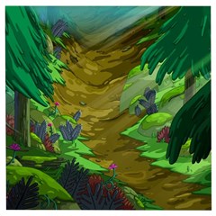 Green Pine Trees Wallpaper Adventure Time Cartoon Green Color Wooden Puzzle Square by Sarkoni