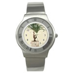 Tree Vector Art In A Flower Pot Stainless Steel Watch Front