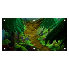 Green Pine Trees Wallpaper Adventure Time Cartoon Green Color Banner And Sign 6  X 3  by Sarkoni