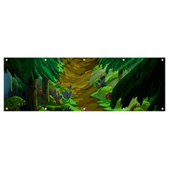 Green Pine Trees Wallpaper Adventure Time Cartoon Green Color Banner And Sign 12  X 4  by Sarkoni