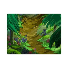 Green Pine Trees Wallpaper Adventure Time Cartoon Green Color Premium Plush Fleece Blanket (mini) by Sarkoni