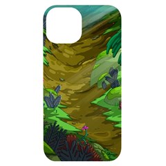 Green Pine Trees Wallpaper Adventure Time Cartoon Green Color Iphone 14 Black Uv Print Case by Sarkoni