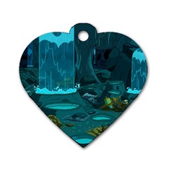 Waterfalls Wallpaper Adventure Time Dog Tag Heart (two Sides) by Sarkoni