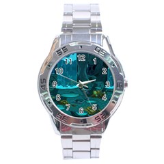 Waterfalls Wallpaper Adventure Time Stainless Steel Analogue Watch by Sarkoni