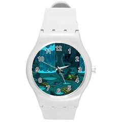 Waterfalls Wallpaper Adventure Time Round Plastic Sport Watch (m) by Sarkoni