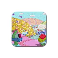 Pillows And Vegetable Field Illustration Adventure Time Cartoon Rubber Square Coaster (4 Pack) by Sarkoni