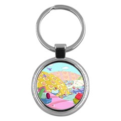 Pillows And Vegetable Field Illustration Adventure Time Cartoon Key Chain (round) by Sarkoni