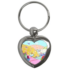 Pillows And Vegetable Field Illustration Adventure Time Cartoon Key Chain (heart) by Sarkoni