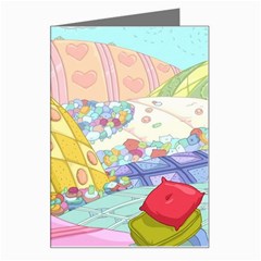 Pillows And Vegetable Field Illustration Adventure Time Cartoon Greeting Card by Sarkoni