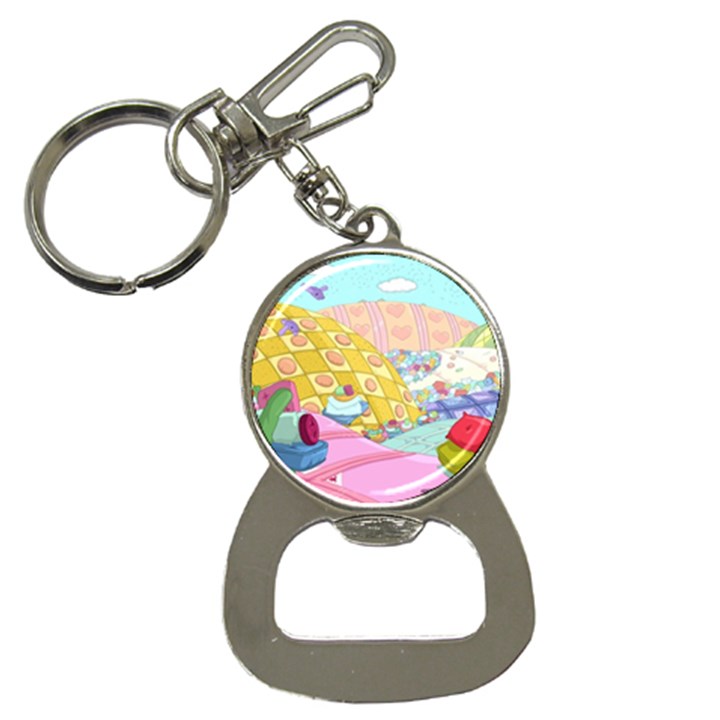 Pillows And Vegetable Field Illustration Adventure Time Cartoon Bottle Opener Key Chain