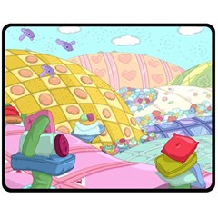 Pillows And Vegetable Field Illustration Adventure Time Cartoon Fleece Blanket (medium) by Sarkoni