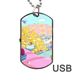 Pillows And Vegetable Field Illustration Adventure Time Cartoon Dog Tag Usb Flash (two Sides) by Sarkoni