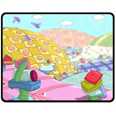 Pillows And Vegetable Field Illustration Adventure Time Cartoon Two Sides Fleece Blanket (medium) by Sarkoni