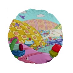 Pillows And Vegetable Field Illustration Adventure Time Cartoon Standard 15  Premium Flano Round Cushions by Sarkoni