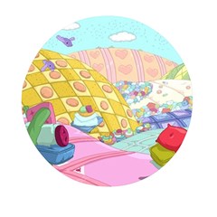 Pillows And Vegetable Field Illustration Adventure Time Cartoon Mini Round Pill Box by Sarkoni