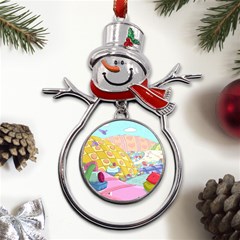 Pillows And Vegetable Field Illustration Adventure Time Cartoon Metal Snowman Ornament by Sarkoni