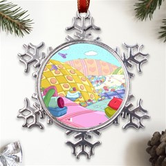 Pillows And Vegetable Field Illustration Adventure Time Cartoon Metal Large Snowflake Ornament by Sarkoni