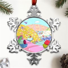 Pillows And Vegetable Field Illustration Adventure Time Cartoon Metal Small Snowflake Ornament by Sarkoni