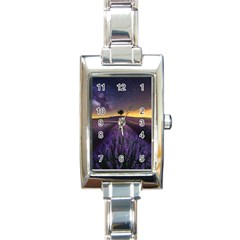 Bed Of Purple Petaled Flowers Photography Landscape Nature Rectangle Italian Charm Watch by Sarkoni